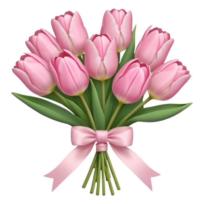 light pink tulip bouquet with light pink bow sticker