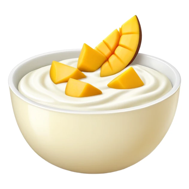 bowl of yogurt with fresh mango slices on top sticker