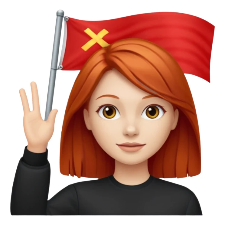 red head straight hair waving red flag sticker