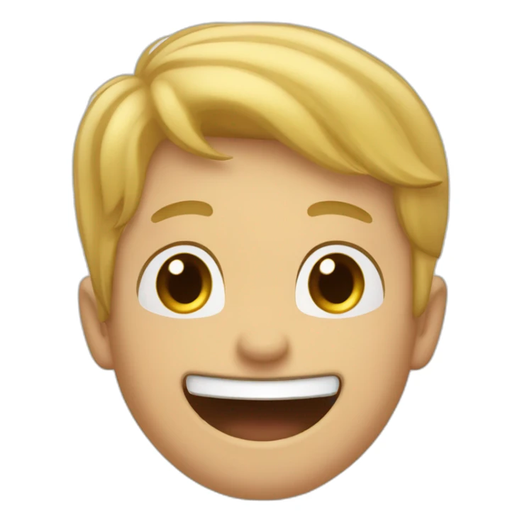 blond brown-eyed man laughing, with four little kids sticker
