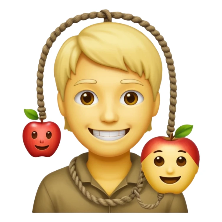 😔 with noose around neck. Apple themed emoji with regular yellowish skin(not completely yellow) only head sticker