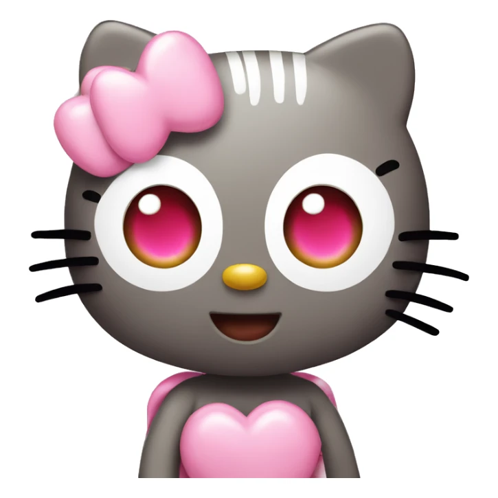 Hello kitty with pink heart eyes  sticker