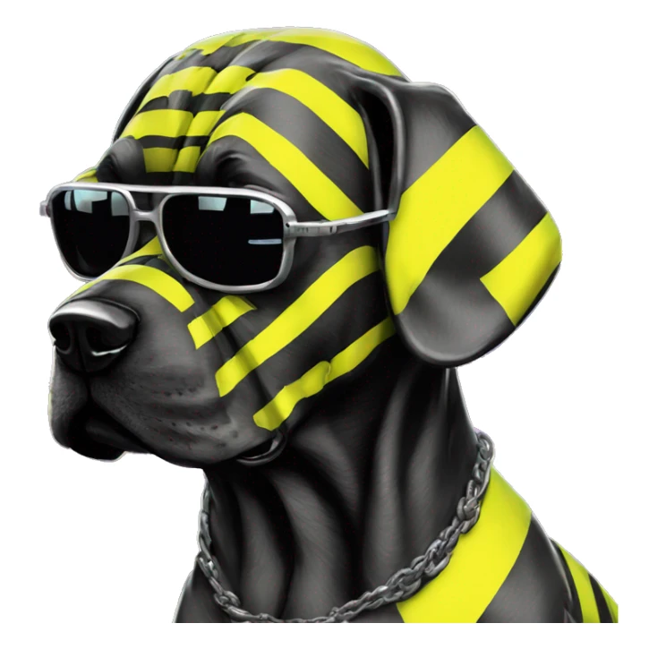 .Zombie_ Vaporwave black holographic oilslick zombie dog yellow caution tape graffiti yellow black stripes sticker