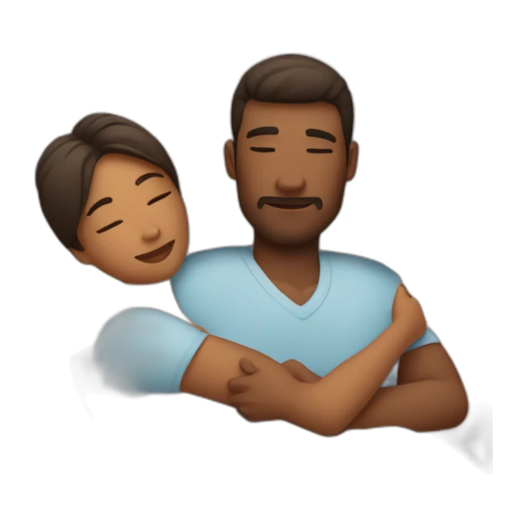 Woman and man cuddling in bed sticker