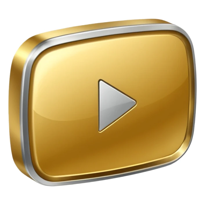 YouTube golden play button with silver edges. make it caricature type sticker