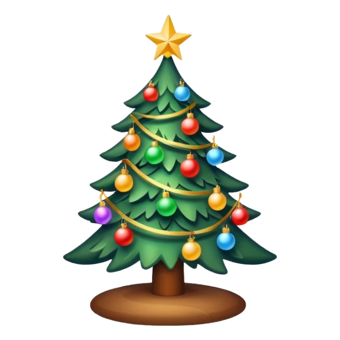 "Christmas tree decorated with lights and ornaments, glowing warmly, festive and colorful, cozy holiday atmosphere, digital illustration, vibrant and cheerful." sticker
