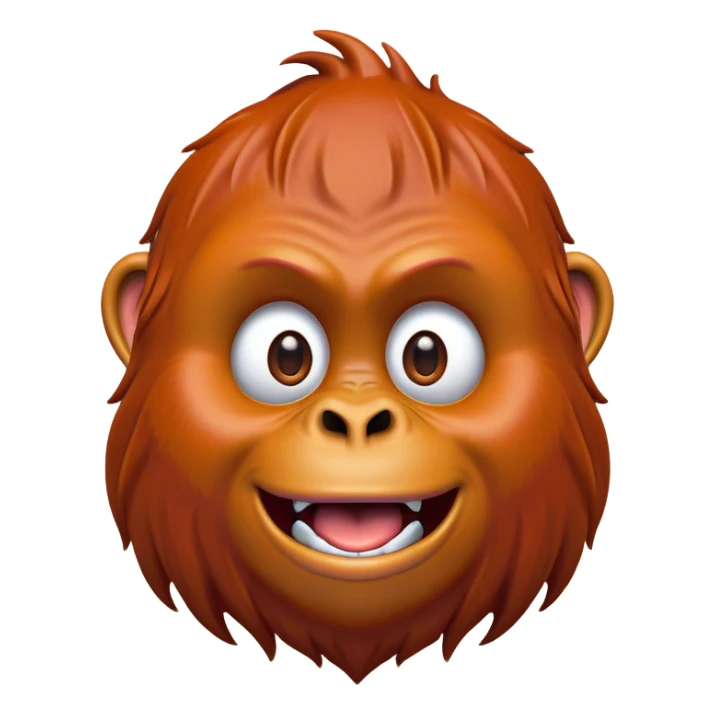 Cinematic Comical Orangutan Portrait Emoji, Head tilted dramatically with an exaggeratedly shocked expression, featuring a robust, animated face with wide, comically expressive eyes full of humorous disbelief, Simplified yet hilariously expressive features, highly detailed, glowing with a slightly sassy glow, high shine, dramatic yet playful, stylized with an air of quirky jungle attitude, soft glowing outline, capturing the essence of a meme-worthy orangutan that looks ready to side-eye its way into viral fame! sticker