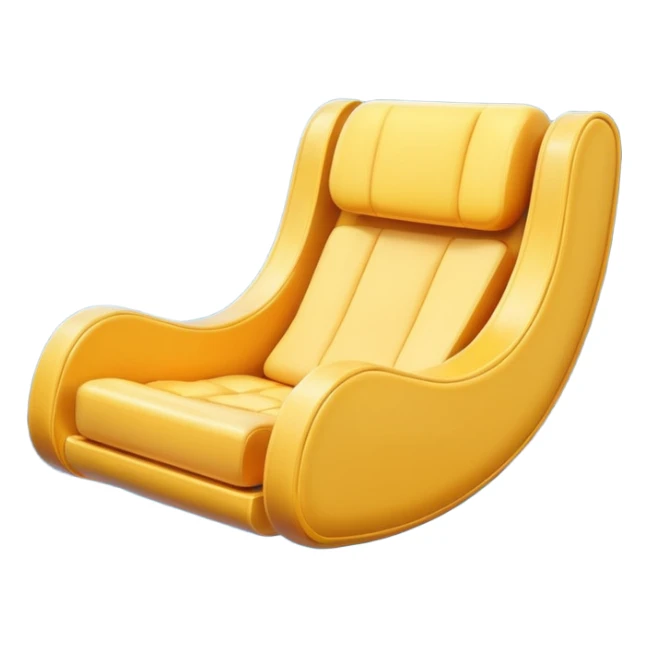 Minimal emoji of a floating anti-gravity chair with soft glow underneath, smooth rounded form sticker