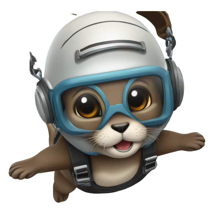 Skydiving otter, his name is ice, put a tag with his name ice in his helmet sticker