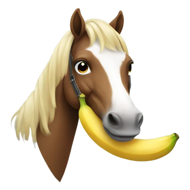 A horse with a banana in the mouth  sticker