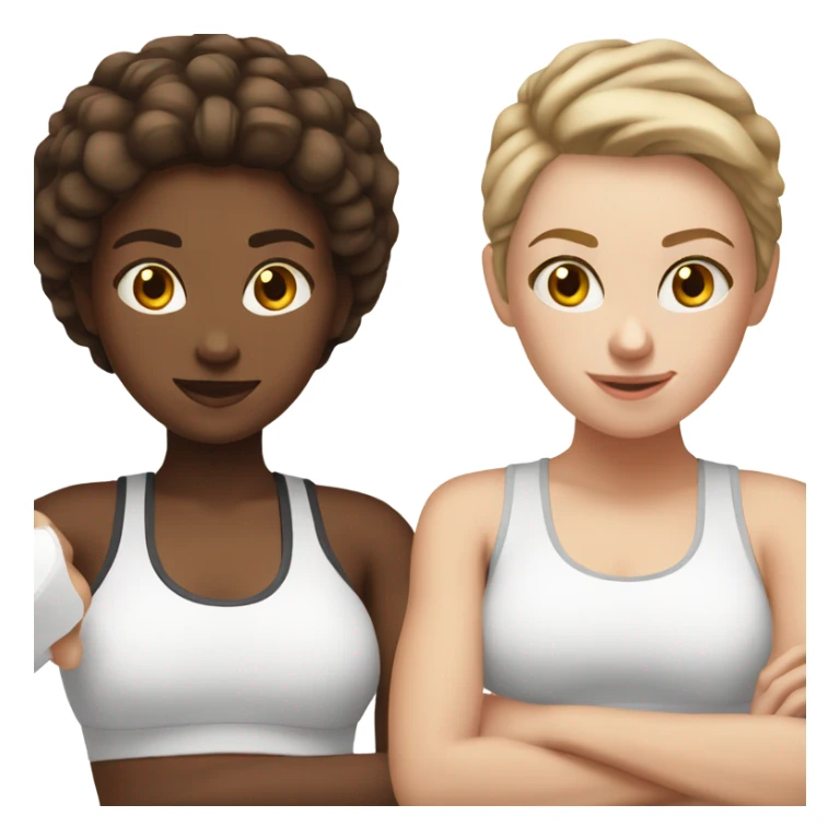 Two white skin girls white brown hair at spin class sticker