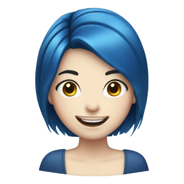pale girl with braces and dark blue hair sticker