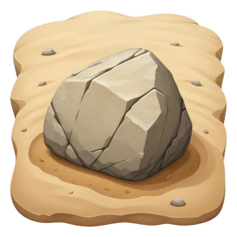 generate realistic detailed big stone on sand sticker