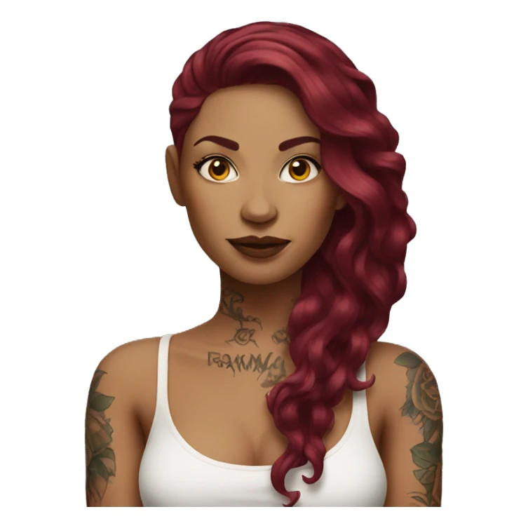 Tattooed woman with long burgundy hair sticker