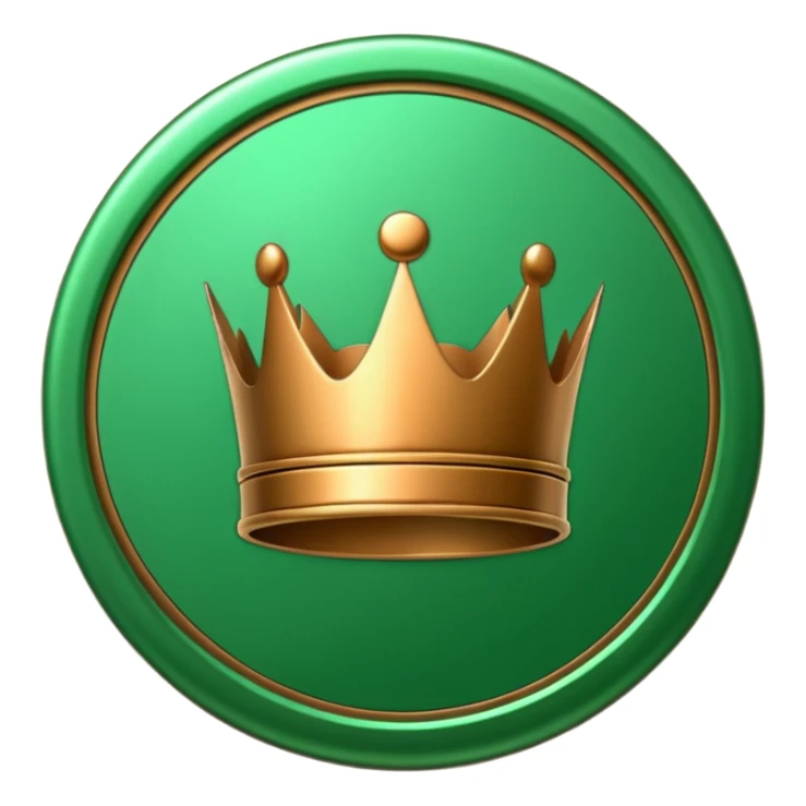 green coin with king symbol inside sticker