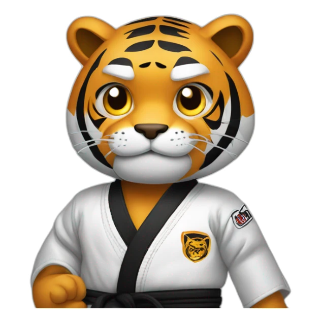 Tiger with evil face  jiu-jitsu black belt with his arms crossed sticker