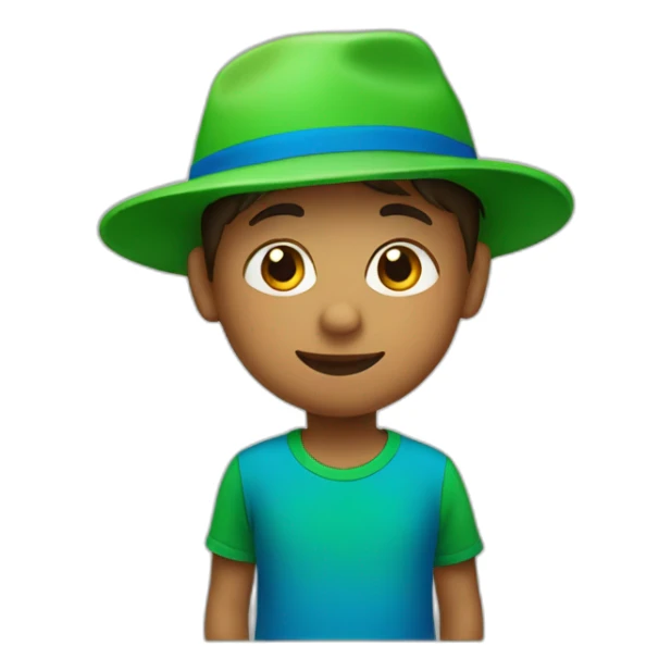 A little boy with a blue hat and a green t'shirt  sticker
