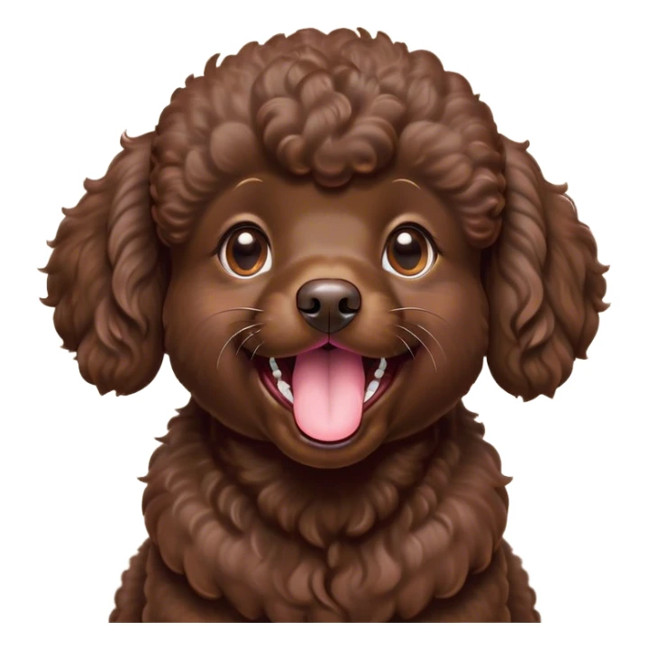 Cinematic Cute Yawning Chocolate Poodle Portrait Emoji, Head tilted slightly with a dramatic, wide-open yawn, displaying a soft, curly chocolate Fur with a refined texture, floppy ears slightly drooping, round brown eyes barely open in drowsy contentment, Simplified yet irresistibly adorable features, highly detailed, glowing with a soft, cozy glow, high shine, relaxed yet expressive, stylized with a touch of whimsy, bright and endearing, soft glowing outline, capturing the essence of a sleepy yet affectionate companion, so drowsy it feels like it could stretch right out of the screen and curl up for a nap! sticker