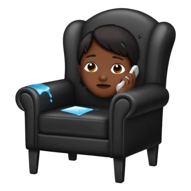 a phone in a chair looking sad and crying sticker