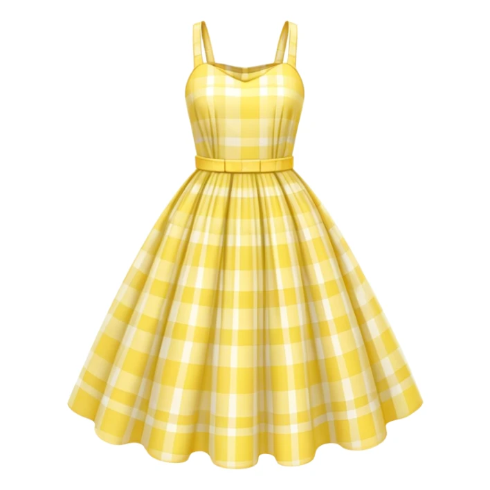 pastel yellow plaid spring dress floating in the air sticker