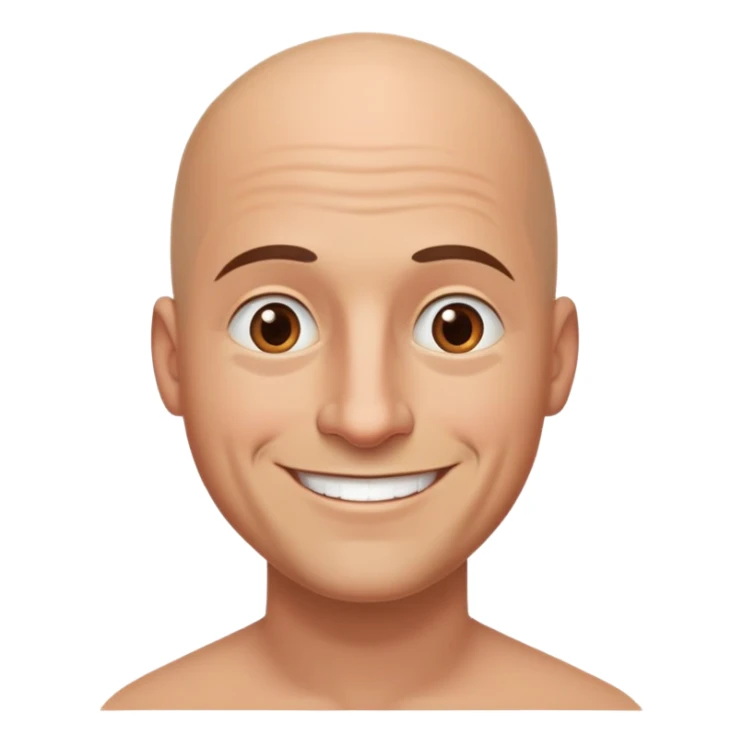 bald smiling man shaven brown eyes big chin sticker