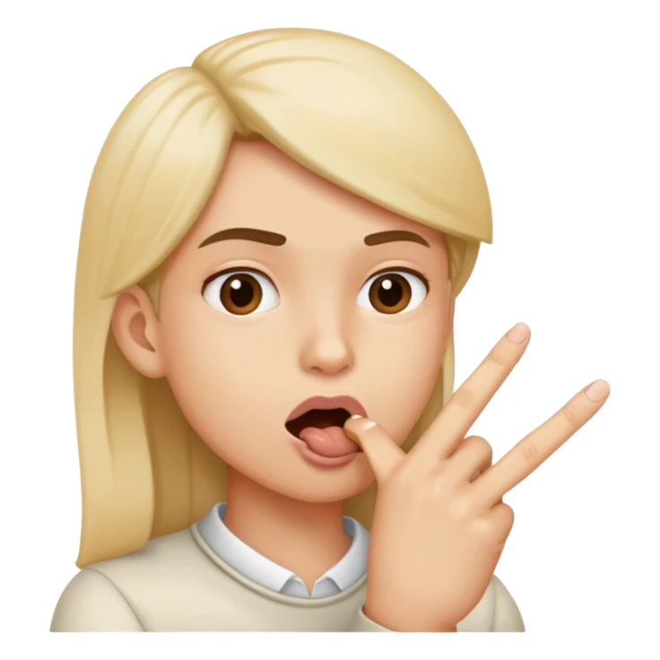 person with index finger in mouth, biting finger sticker