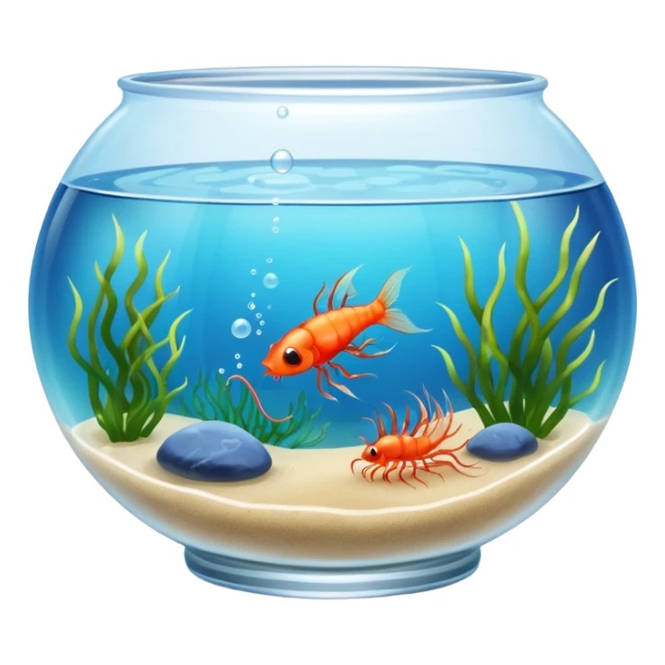 Fish Bowl Aquarium with a single Sea Monkey Atremia Shrimp in it sticker