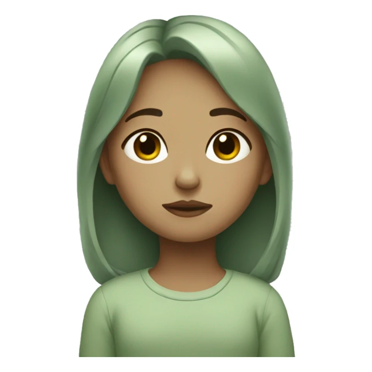 Aesthetic Sleepy-looking cute girl in sage green sticker