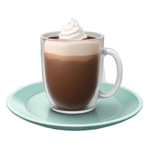 Hot chocolate in glass on plate with no whipped cream sticker
