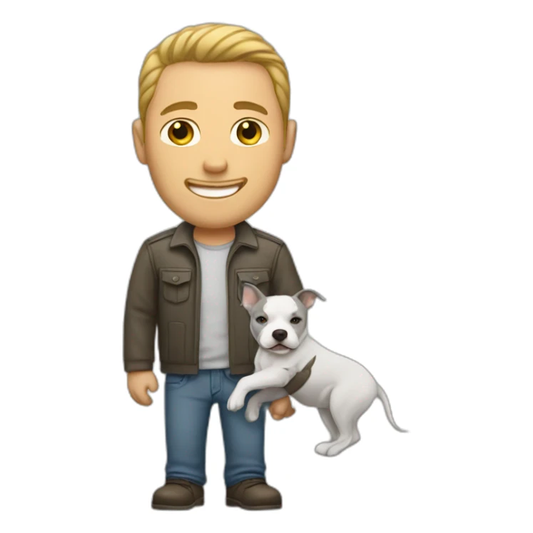 The white man who holds the grey pitbul sticker