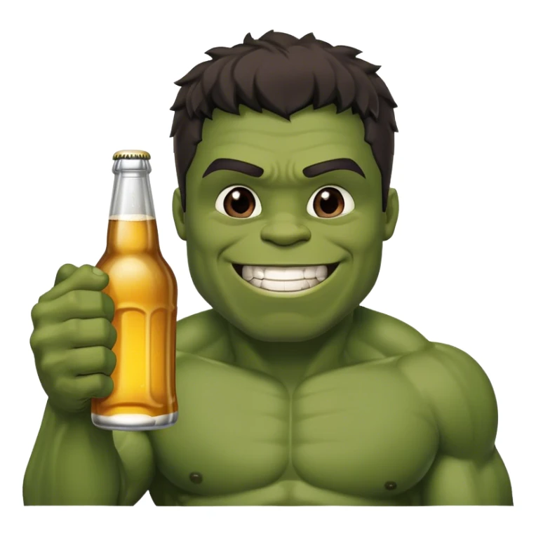 Hulk holding beer bottle hand up and smile hulk hear black  sticker