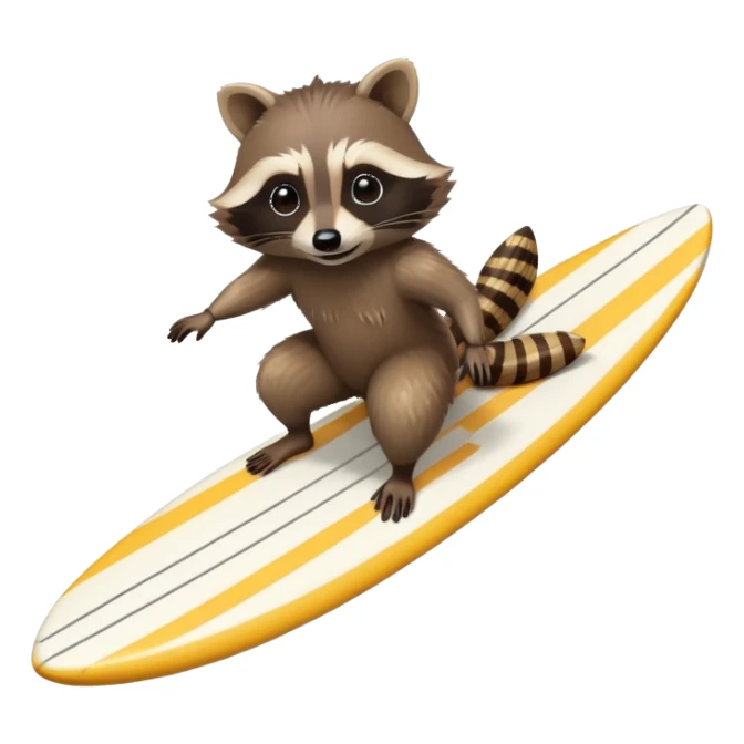 a raccoon riding a surfboard sticker