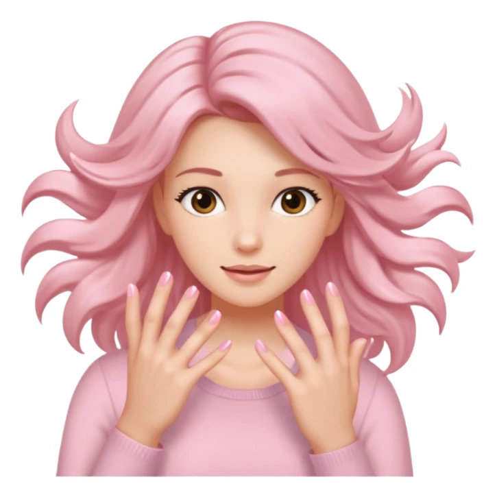 feminine hands with soft pink manicure running through hair close-up sticker