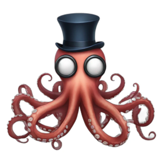 french octopus with monocle and mustache and top hate sticker