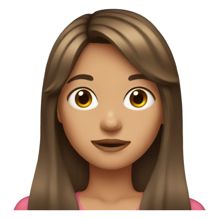 Girl with long brown hair and curtain bangs  sticker