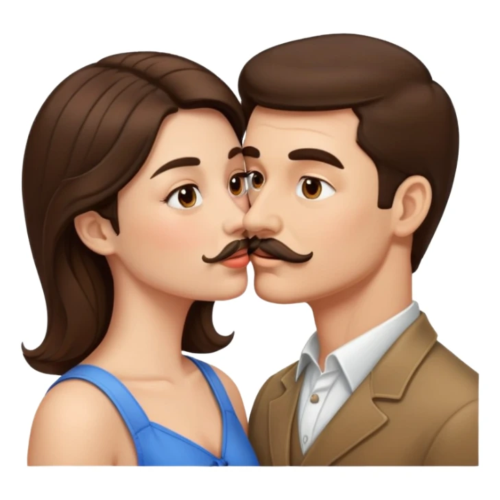 Couple kissing brunette mustache sticker