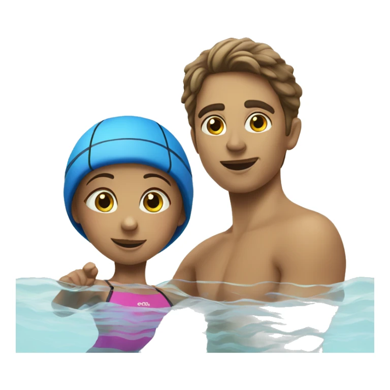 Swimming lessons: kid and adult woman  sticker