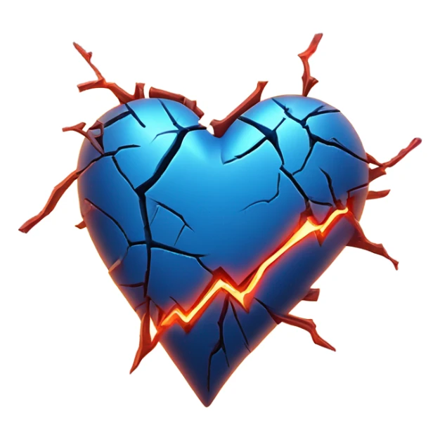 Blue glowing neon broken heart sticker