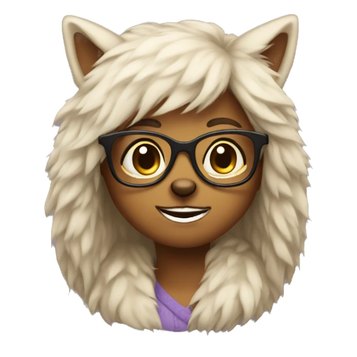furry girl with glasses  sticker