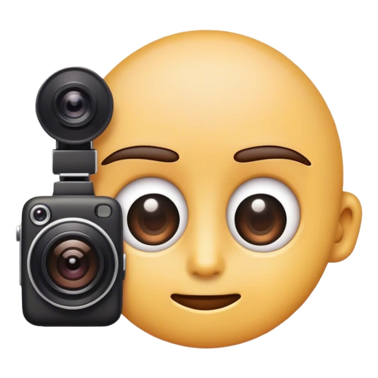 Watching emoji with wide eyes, small camera beside, simple style sticker