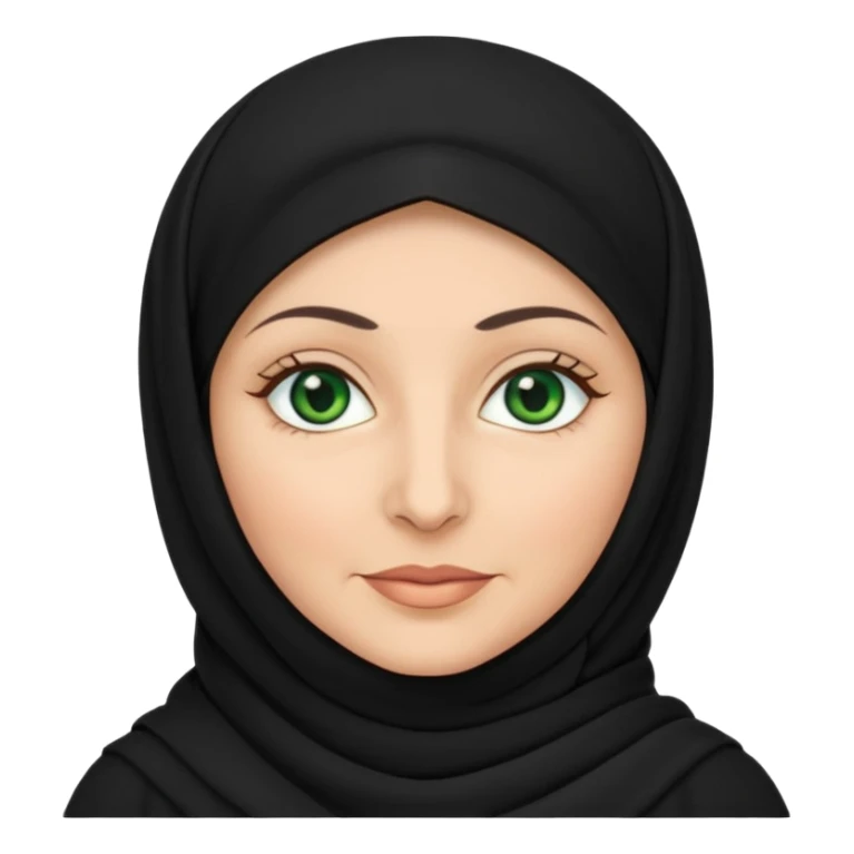 Older Muslim women with black hijab, white, green eyes sticker