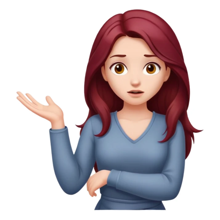 Beautiful long burgundy haired girl, shrugging shoulders sticker