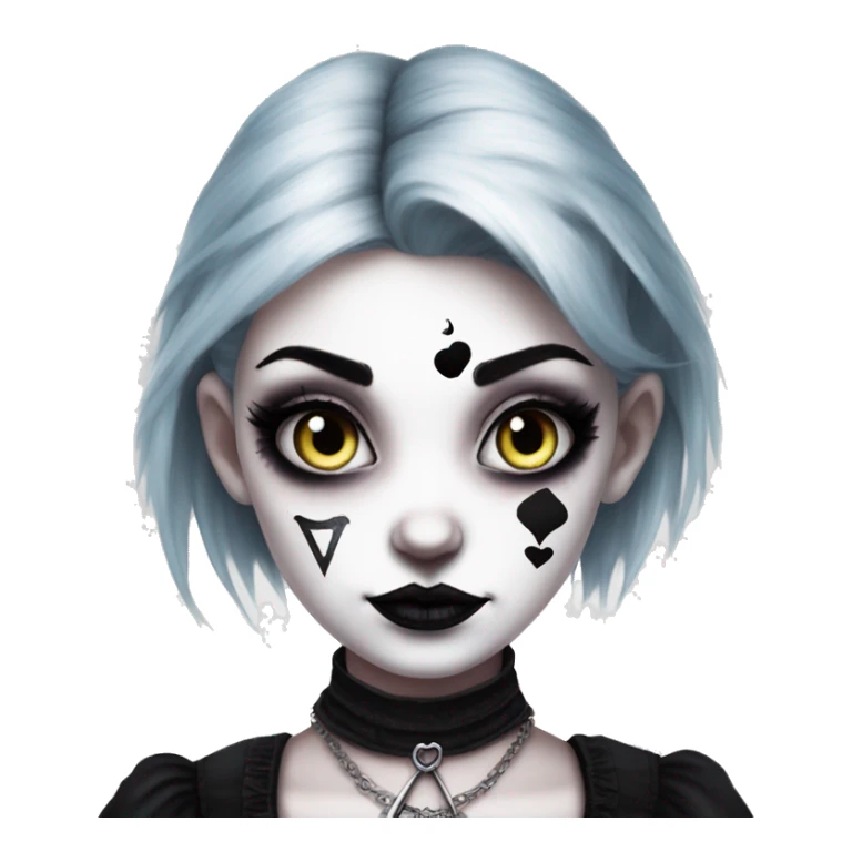 Realism punk goth Alice in Wonderland with neck tattoos and dark eye makeup sticker