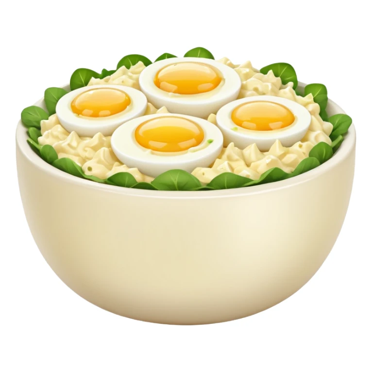 a bowl of egg salad with visible herbs, no egg yolks, only egg whites, simple, clear sticker