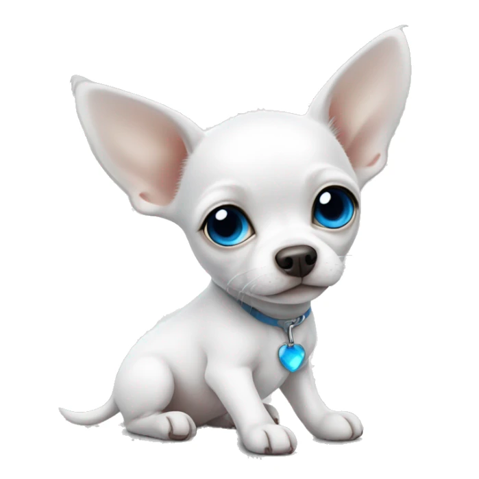 White Chihuahua puppy with blue eyes  sticker