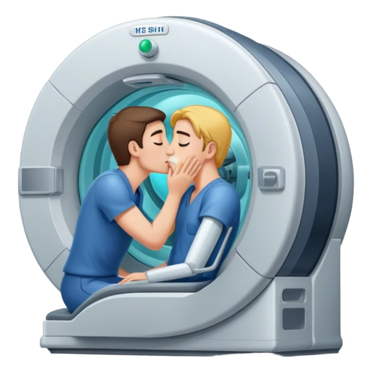 man kissing an mri machine  sticker