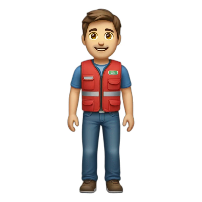 Guy with brown hair in Lowe’s red vest sticker