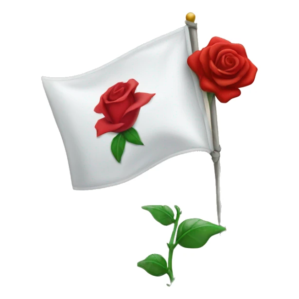 emoji white flag with red rose on the center sticker