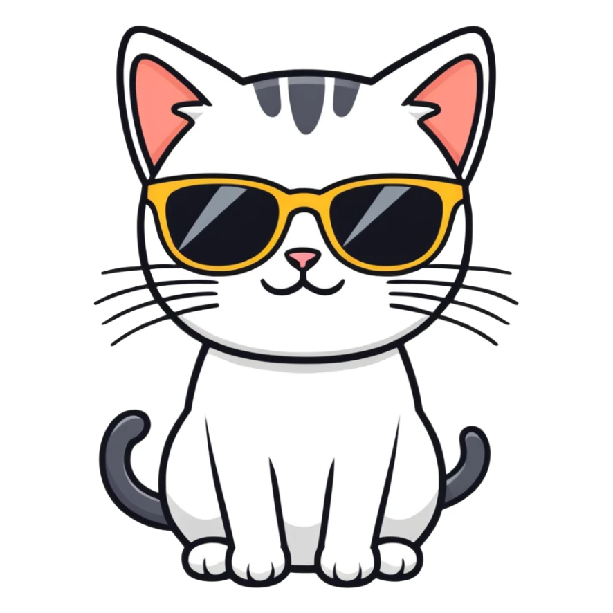 Cat with sunglasses sticker