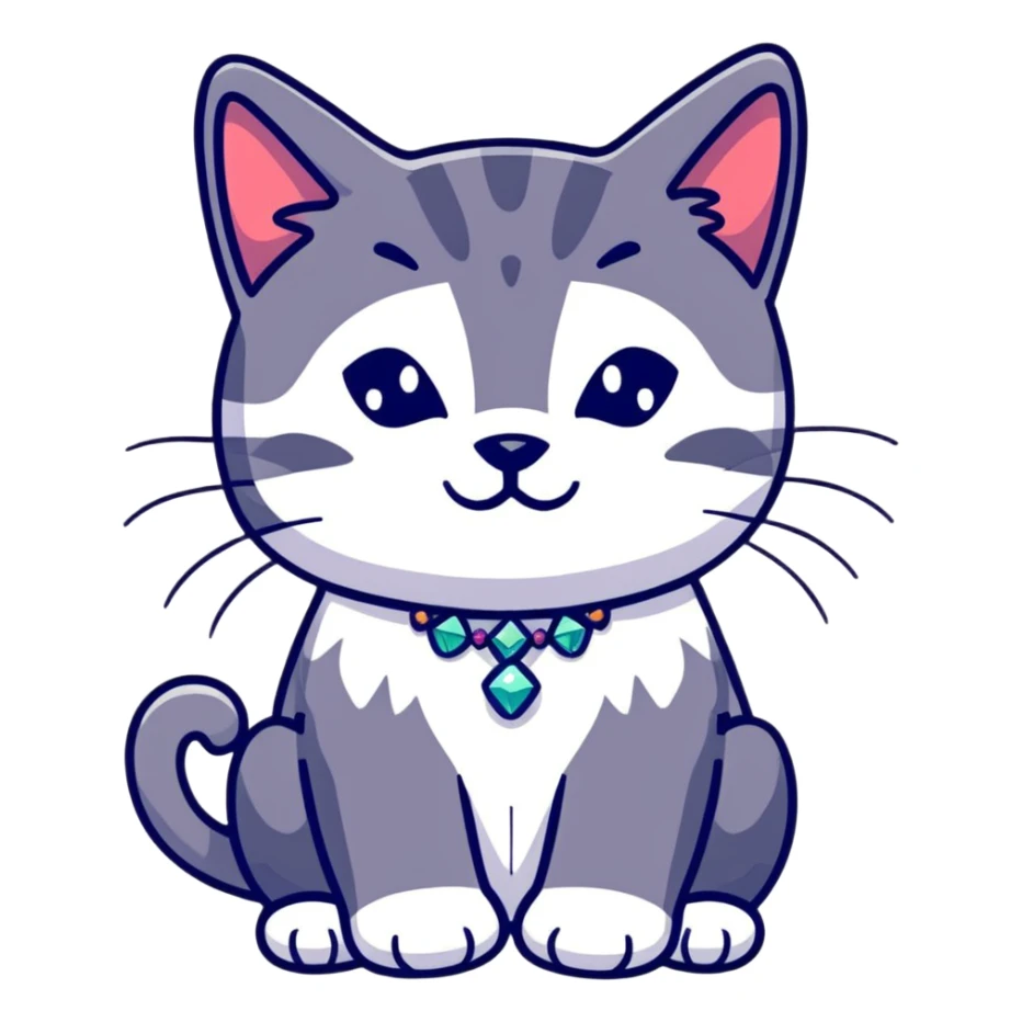 cartoon sticker of a cat with gemstone fur sticker